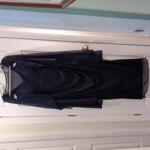 R&M Richards Navy Long Sleeve Dress with Sparkle, size 14